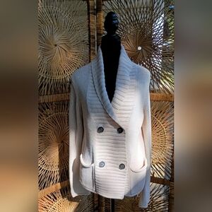 Gap Cream Double-Breasted Cardigan Sweater_Large